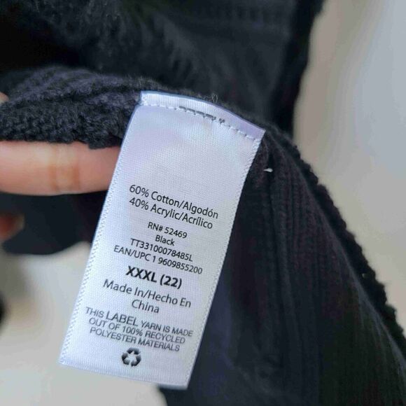 NEW Time And Tru Black Pointelle Open Front Cardigan Womens Plus Size XXXL - Picture 6 of 8